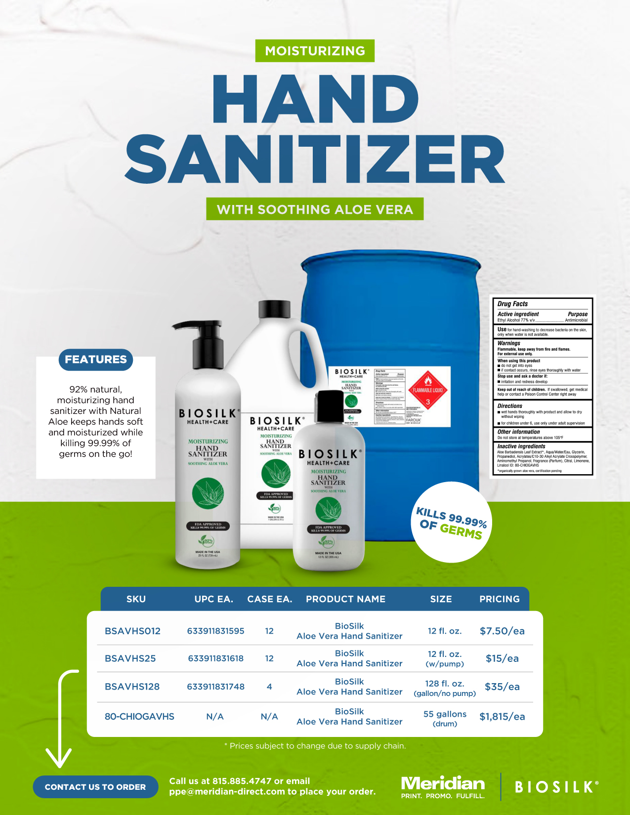 BioSilk Gel Sanitizer Flyer